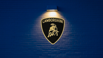 Lamborghini Wall Decor,Lamborghini Wooden Sign, Lamborghini emblem,Vehicle Wall Plaque, Showroom, Cars Showroom Garage,Car Emblems