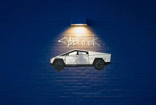 Tesla Cybertruck Wall Decor,Tesla Cybertruck Wooden Sign, Vehicle Wall Plaque, Showroom, Cars Showroom Garage