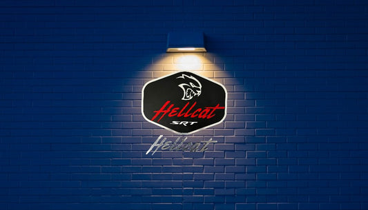 Dodge Hellcat Wall Decor,Dodge Hellcat Wooden Sign, Dodge Hellcat emblem,Vehicle Wall Plaque, Showroom, Cars Showroom Garage,Car Emblems