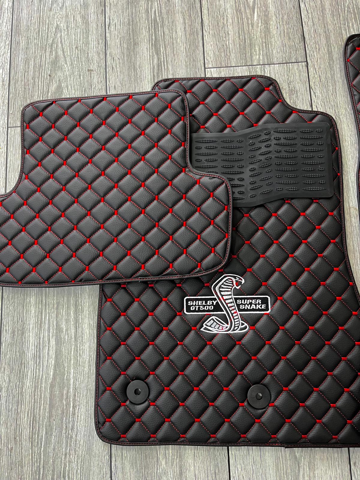 For all Ford Mustang Shelby GT500 Super Snake Luxury Leather Custom Car Mat 4x