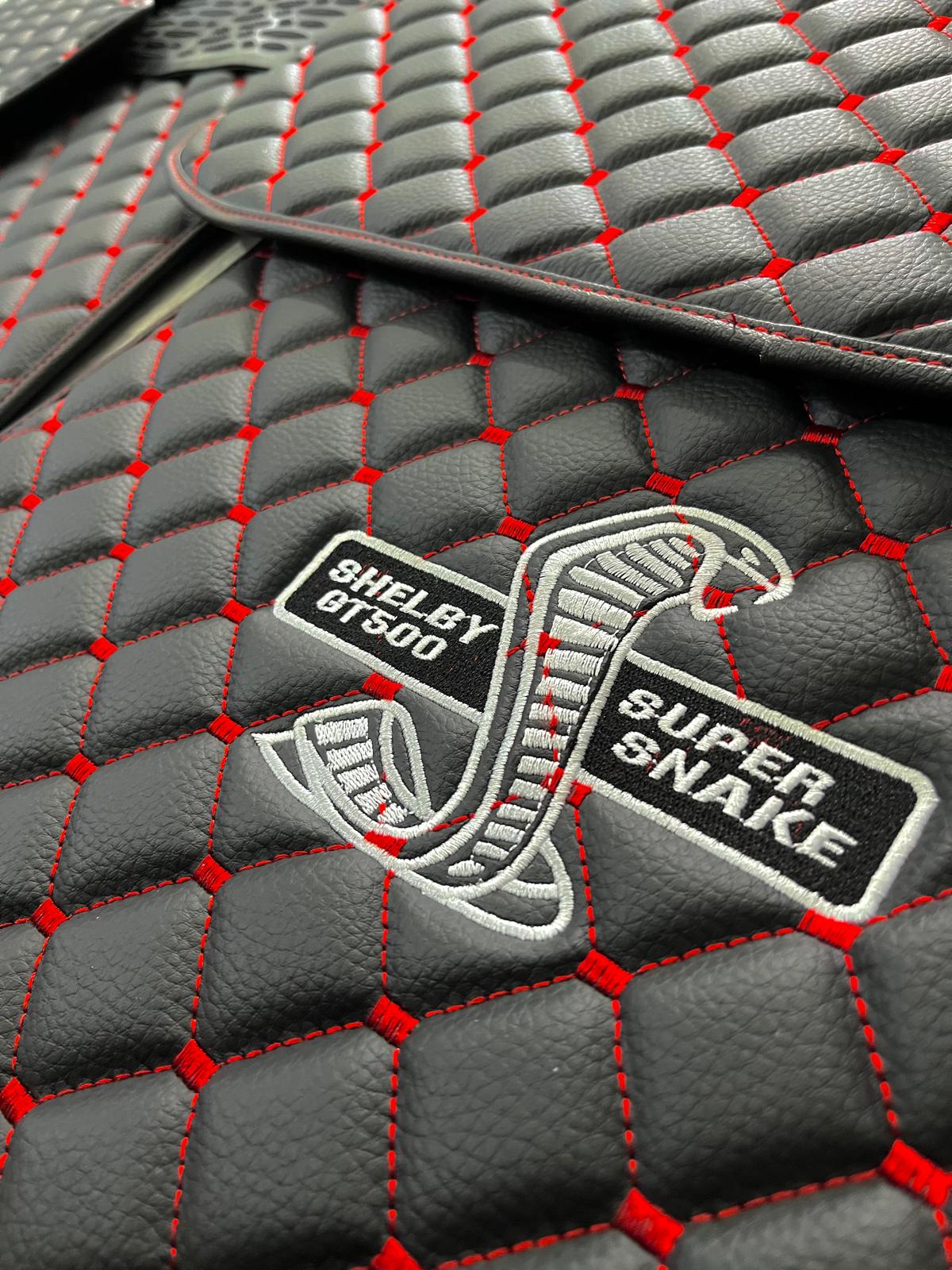 For all Ford Mustang Shelby GT500 Super Snake Luxury Leather Custom Car Mat 4x