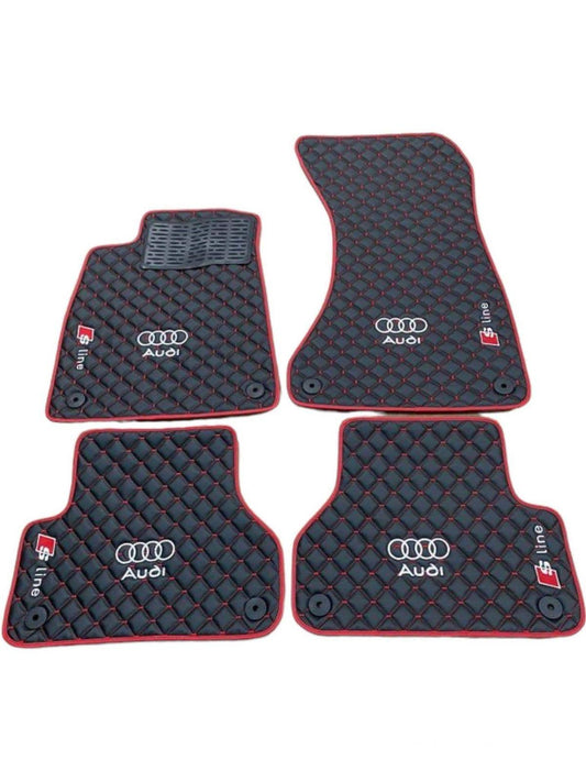 For all AUDI SLINE Special Design Luxury Leather Custom Car Mat 4x